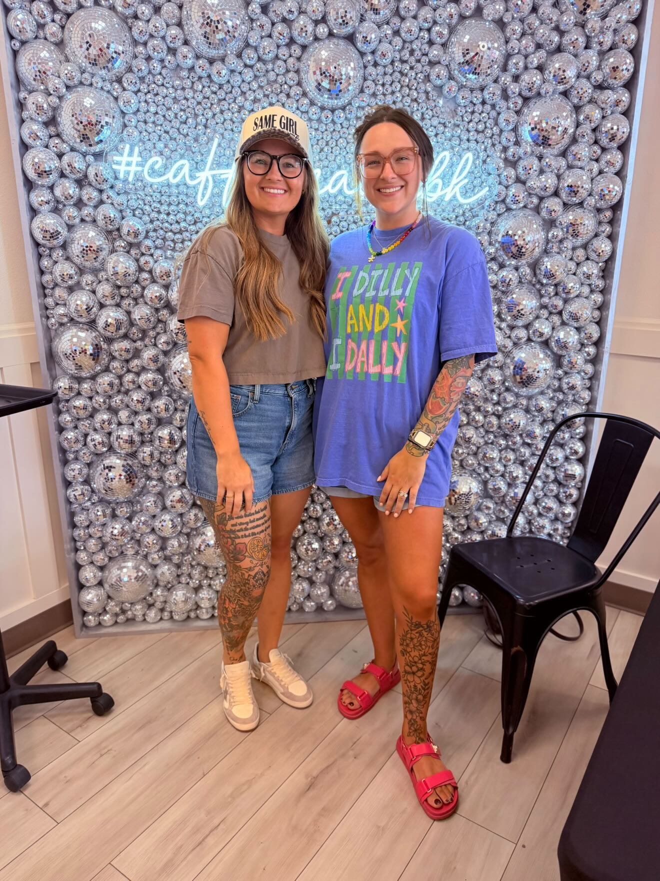 Two smiling clients with glowing tans